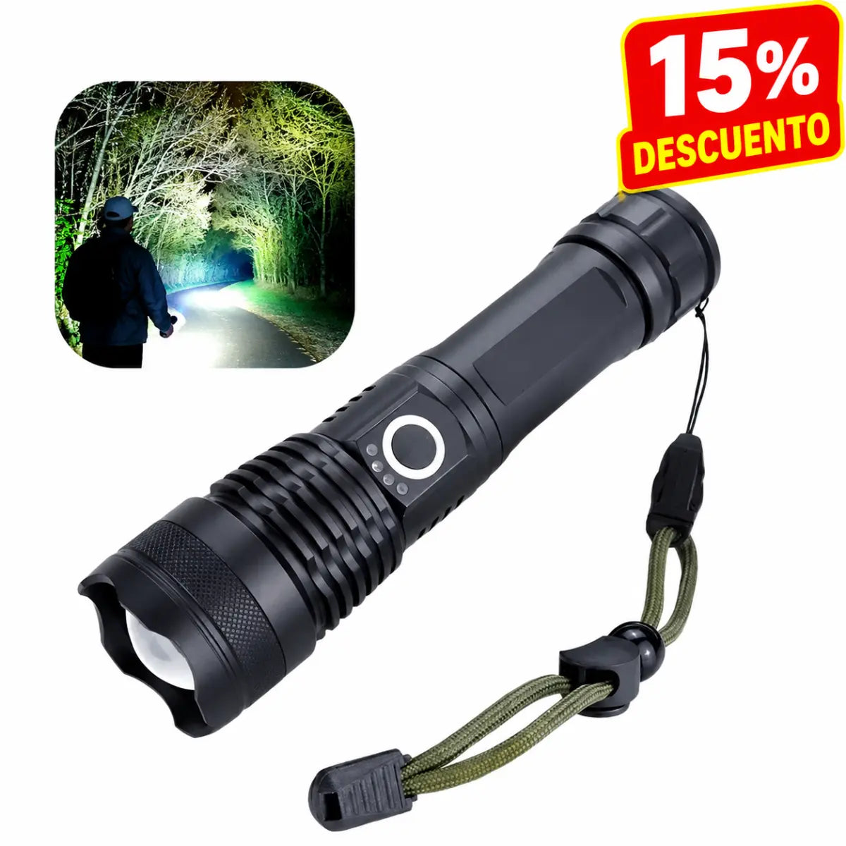 LINTERNA POTENTE CON ZOOM | ¡Alumbra como si Fuera de Día!